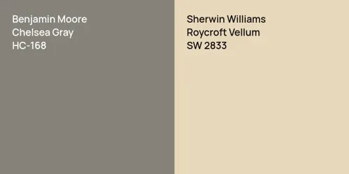 HC-168 Chelsea Gray vs SW 2833 Roycroft Vellum