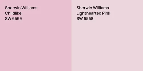 SW 6569 Childlike vs SW 6568 Lighthearted Pink