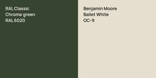 RAL 6020  Chrome green vs OC-9 Ballet White