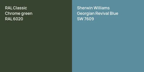 RAL 6020  Chrome green vs SW 7609 Georgian Revival Blue