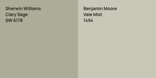 SW 6178 Clary Sage vs 1494 Vale Mist