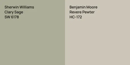 SW 6178 Clary Sage vs HC-172 Revere Pewter