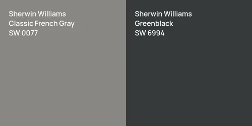 SW 0077 Classic French Gray vs SW 6994 Greenblack