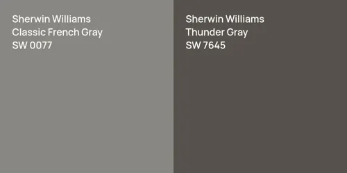 SW 0077 Classic French Gray vs SW 7645 Thunder Gray