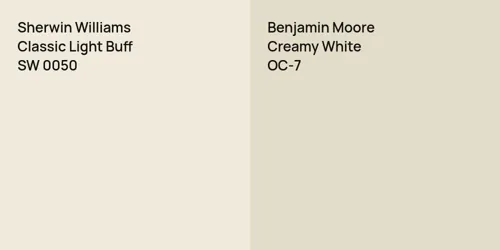 SW 0050 Classic Light Buff vs OC-7 Creamy White