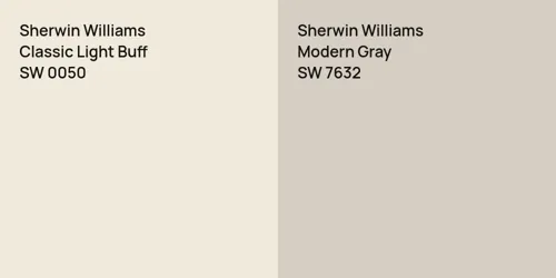 SW 0050 Classic Light Buff vs SW 7632 Modern Gray