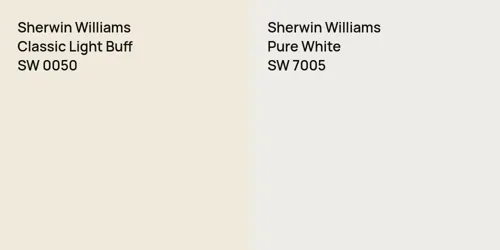 SW 0050 Classic Light Buff vs SW 7005 Pure White