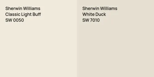 SW 0050 Classic Light Buff vs SW 7010 White Duck