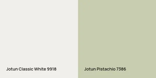 9918 Classic White vs 7386 Pistachio