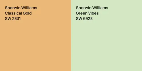 SW 2831 Classical Gold vs SW 6928 Green Vibes