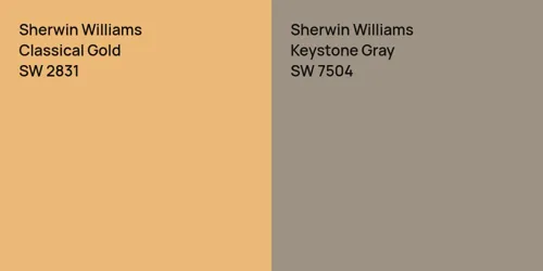 SW 2831 Classical Gold vs SW 7504 Keystone Gray