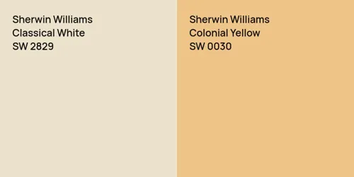 SW 2829 Classical White vs SW 0030 Colonial Yellow