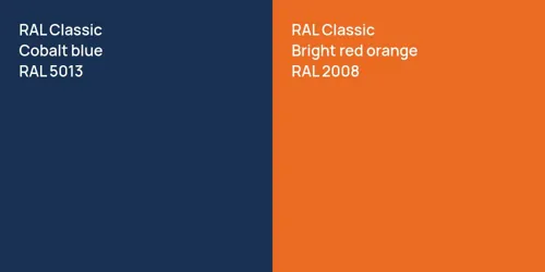 RAL 5013  Cobalt blue vs RAL 2008  Bright red orange