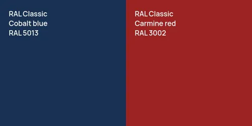 RAL 5013  Cobalt blue vs RAL 3002  Carmine red