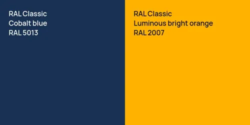 RAL 5013  Cobalt blue vs RAL 2007  Luminous bright orange