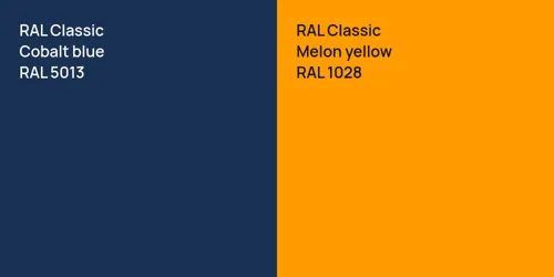 RAL 5013  Cobalt blue vs RAL 1028  Melon yellow