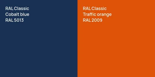 RAL 5013  Cobalt blue vs RAL 2009  Traffic orange