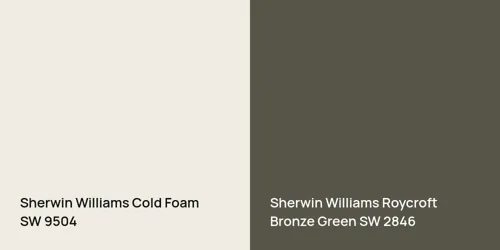 SW 9504 Cold Foam vs SW 2846 Roycroft Bronze Green