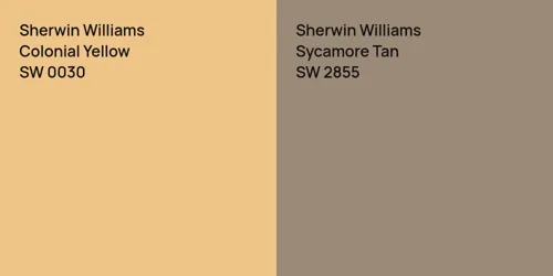 SW 0030 Colonial Yellow vs SW 2855 Sycamore Tan