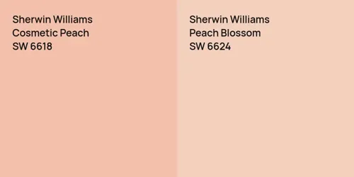 SW 6618 Cosmetic Peach vs SW 6624 Peach Blossom