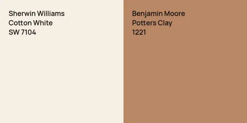 SW 7104 Cotton White vs 1221 Potters Clay