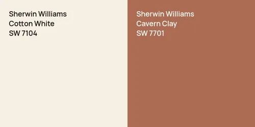 SW 7104 Cotton White vs SW 7701 Cavern Clay