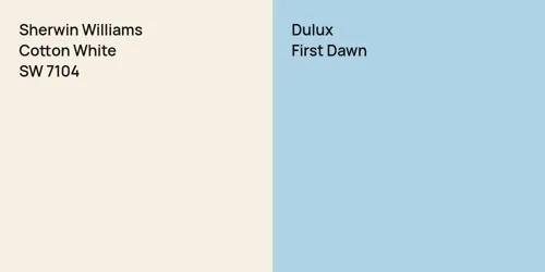 SW 7104 Cotton White vs null First Dawn