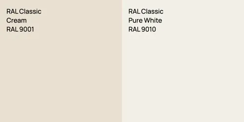 RAL 9001  Cream vs RAL 9010 Pure White