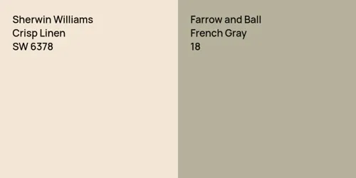 SW 6378 Crisp Linen vs 18 French Gray