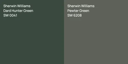 SW 0041 Dard Hunter Green vs SW 6208 Pewter Green