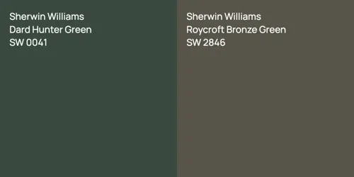 SW 0041 Dard Hunter Green vs SW 2846 Roycroft Bronze Green