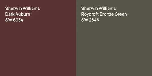 SW 6034 Dark Auburn vs SW 2846 Roycroft Bronze Green