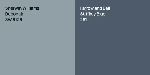 SW 9139 Debonair vs 281 Stiffkey Blue