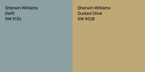 SW 9134 Delft vs SW 9028 Dusted Olive