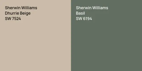 SW 7524 Dhurrie Beige vs SW 6194 Basil