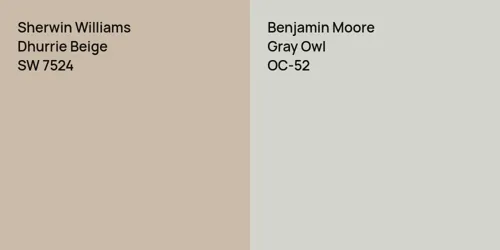 SW 7524 Dhurrie Beige vs OC-52 Gray Owl