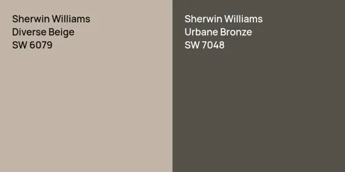 SW 6079 Diverse Beige vs SW 7048 Urbane Bronze