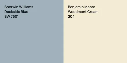 SW 7601 Dockside Blue vs 204 Woodmont Cream