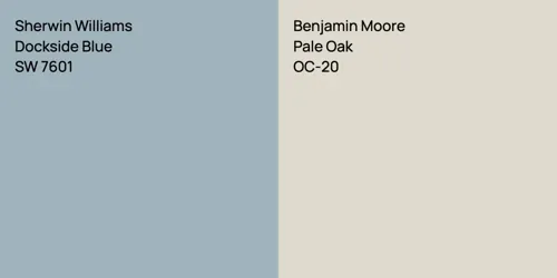 SW 7601 Dockside Blue vs OC-20 Pale Oak