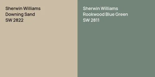 SW 2822 Downing Sand vs SW 2811 Rookwood Blue Green