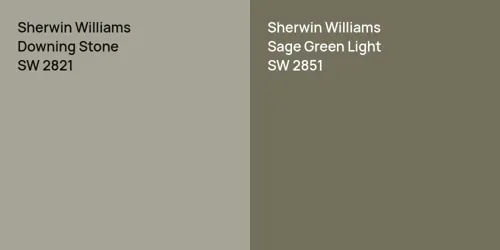 SW 2821 Downing Stone vs SW 2851 Sage Green Light