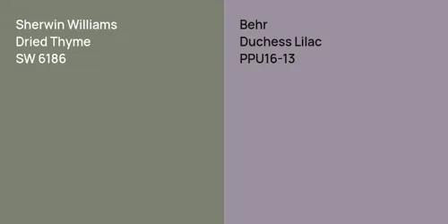 SW 6186 Dried Thyme vs PPU16-13 Duchess Lilac