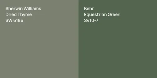 SW 6186 Dried Thyme vs S410-7 Equestrian Green