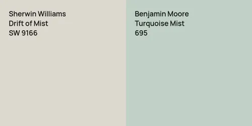 SW 9166 Drift of Mist vs 695 Turquoise Mist