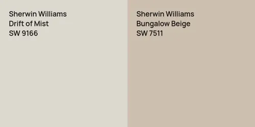 SW 9166 Drift of Mist vs SW 7511 Bungalow Beige