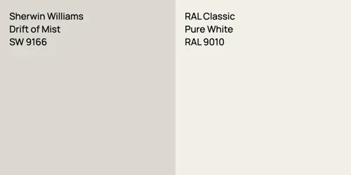 SW 9166 Drift of Mist vs RAL 9010 Pure White