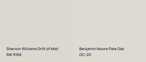 SW 9166 Drift of Mist vs OC-20 Pale Oak