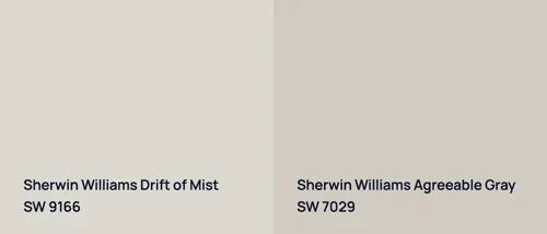 SW 9166 Drift of Mist vs SW 7029 Agreeable Gray