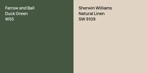 W55 Duck Green vs SW 9109 Natural Linen