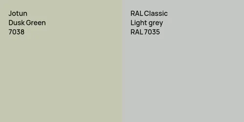 7038 Dusk Green vs RAL 7035  Light grey